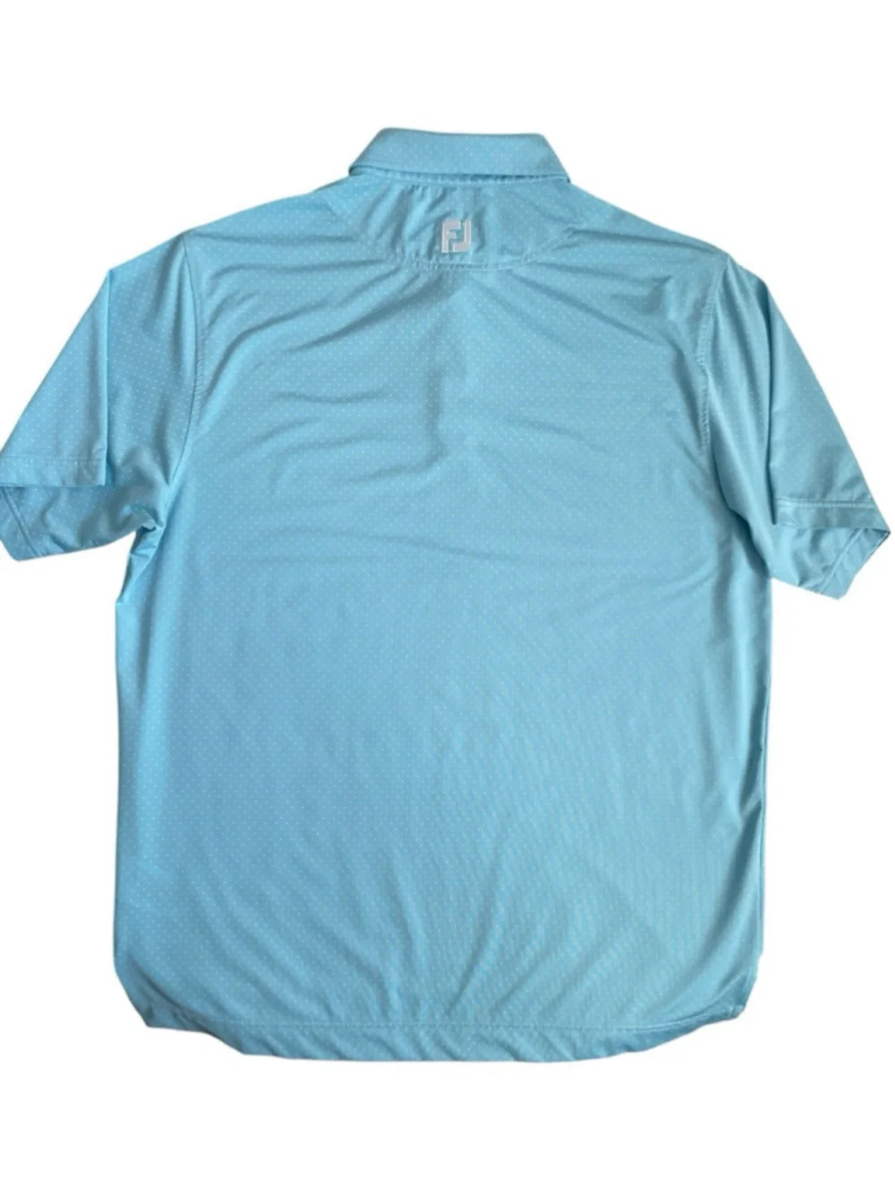 FootJoy Golf Performance Polo Shirt Mens Large Sky Blue Polka Dot Print
